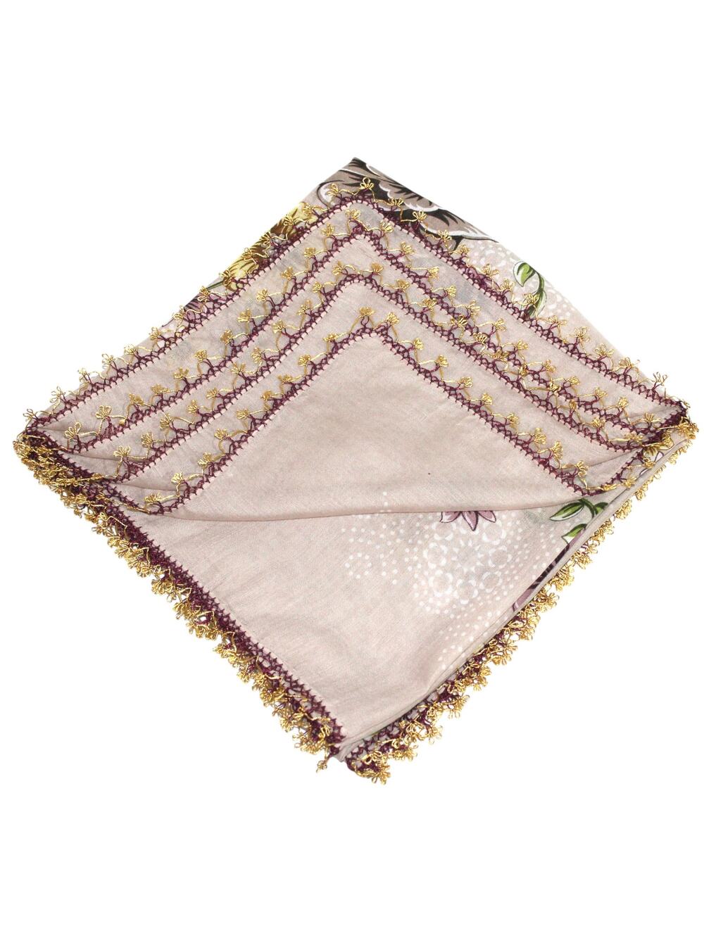 Tulbent Scarf Handmade Crochet Detailing NWOT